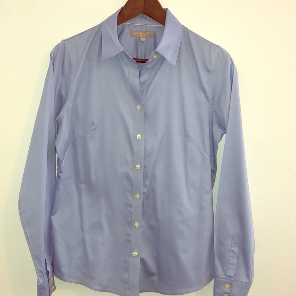 Banana Republic Blue Non-Iron Fitted Shirt Sz M